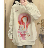 連帽運動衫女2023年秋冬潮牌學生寬鬆顯瘦印花百搭加絨加厚上衣外套