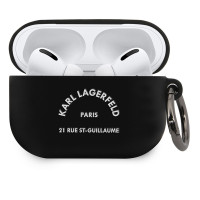 Чехол Karl Lagerfeld для наушников Apple Airpods Pro / кейс на наушники Аирподс Про силиконовый с карабином RSG logo, черный