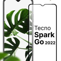 Защитное противоударное 3D стекло для телефона Tecno Spark Go 2022 / Полноэкранное стекло на смартфон Текно Спарк Го 2022 с черной рамкой / Прозрачное