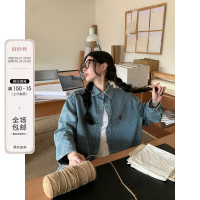 東日是個捲毛 米蘭時刻 復古寬鬆刺繡牛仔襯衫女秋季翻領長袖襯衫