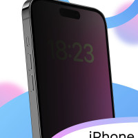 Полноэкранное защитное стекло антишпион для телефона Apple iPhone 14 Pro Max / Противоударное приватное стекло на Эпл Айфон 14 Про Макс / На весь экран