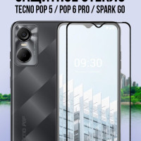 Защитное стекло для Tecno POP 5, POP 6 PRO, SPARK GO (защитное стекло на Техно ПОП 5, ПОП 6 ПРО, СПАРК ГО) полный клей