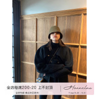 【折扣清倉】HanneLau黑色高領羊腿袖針織連袖毛衣坎肩