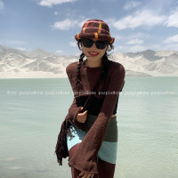 One purple | 7.18New22初秋新款套頭薄款針織罩衫小眾喇叭袖毛衣