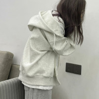 2023新款初秋季美式復古oversize灰色連帽運動衫外套女春秋款潮ins