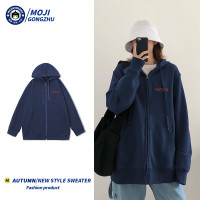 連帽拉鍊衛衣女春秋ins外套學生港風寬鬆大尺碼oversize高街開衫潮