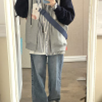 美式復古撞色小羊連帽運動衫女春秋寬鬆oversize薄款休閒百搭外套潮