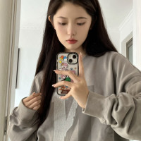 美式復古小眾街頭字母印花棕色圓領厚棉T男女情侶早秋新款寬鬆上衣