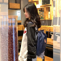 插肩袖衛衣女春秋2023新款復古黑灰色圓領正肩外套設計感上衣ins