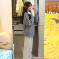 軟糯慵懶風毛衣女冬季設計感馬海毛polo領復古加厚高級感針織上衣