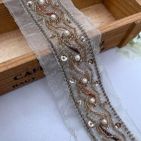 1 ярд Вышивка Бисером кружевная отделка блестками женское шитье своими руками принадлежности для одежды платья дизайнерская ткань 6 см в ширину