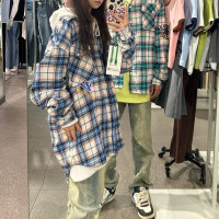 美式高街情侶格子襯衫外套夏季街頭寬鬆hiphop防曬小眾設計感上衣