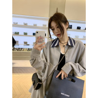 高級感polo領襯衫女2023春夏新款韓繫上衣設計感小眾顯瘦條紋襯衫