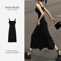 2023夏季新款辣妹性感修身收腰黑色針織吊帶吊帶裙女小眾設計