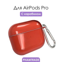 Силиконовый чехол (футляр) для наушников Apple AirPods Pro/ кейс на аирподс про, цвет красный