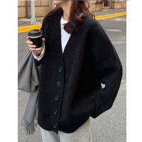 秋冬新款加厚毛衣女韓版寬鬆慵懶風中長版針織開衫百搭溫柔風外套