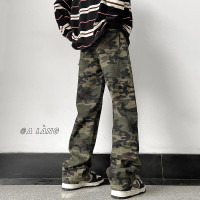 阿美咔嘰美式復古迷彩機能工裝褲歐美復古褲子顯瘦直筒修身運動褲