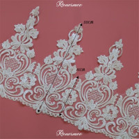 Кружевная отделка для шитья, с блестками, цвета слоновой кости, 33 см, SX216, 1 ярд