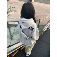 美式高街印花oversize連帽運動衫女春秋2023新款國潮寬鬆情侶裝上衣