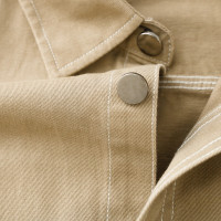 日常通勤 耐看！卡其色寬鬆百搭雙口袋長袖襯衫男休閒翻領上衣女