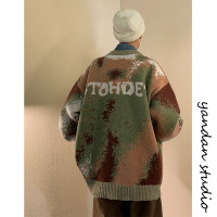 美式復古着迷彩色紮染毛衣外套男vintage針織衫歐美風高級感穿搭