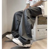 美式復古伐木衝鋒褲夏季薄款褶皺降落傘兵褲機能風冰絲速乾闊腿褲