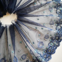 Кружевное платье с сапфировым кружевом, 1 ярд, с цветочным кружевом, кружевная лента, аппликация для малышей, сделай сам, вышивка, шитье, Ширина 22 см