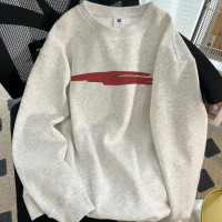 花灰色圓領無帽衛衣外套女2023新款爆款早秋薄款寬鬆套頭上衣潮