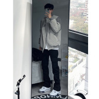 純黑色痞帥牛仔褲修身直筒美式vibe褲子高街彈力顯瘦顯高微喇長褲