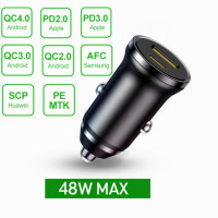 Автомобильное зарядное устройство USB, 48 Вт, 5 А, тип C, PD, QC, адаптер для быстрой зарядки телефона для iPhone 13, 12, 11 Pro Max, 8, Xiaomi Samsung S21, S20, S10, S9