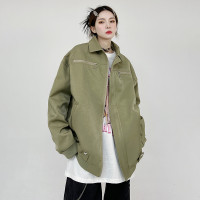 姝姬“頭等艙 ”輪廓機車風翻領外套男女秋季新款hiphop嘻哈夾克