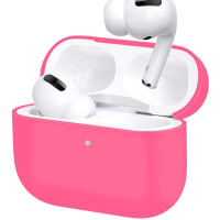 Силиконовый чехол (футляр) для наушников Apple AirPods Pro/ кейс на аирподс про, цвет розовый