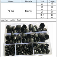 Черно-белые шестигранные колпачки, крышка, пластиковые полиэтиленовые, без резьбы, защита, акриловая гайка, Купольные шестигранные винты, болты, гайки, набор в ассортименте