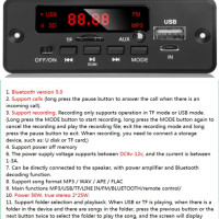 Громкая связь 50 Вт усилитель MP3 декодер цветной экран DC 12V Bluetooth V5.0 автомобильный MP3 плеер USB модуль записи FM AUX радио