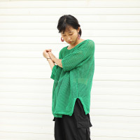 三叔 日單潮牌per*on 套頭衫針織鏤空寬鬆短袖 多色 女