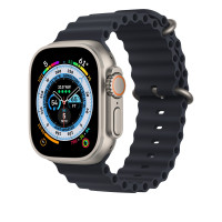 Ремешок для смарт-часов, фитнес-браслета Apple Watch Series 1 2 3 4 SE 5 6 7 8 ultra ультра силиконовый дайверский океан Ocean Band Эпл Вотч 42/44/45/49 мм, черный