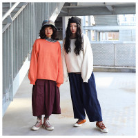 搬家清倉 三叔 日單小眾毛衣做舊反邊純色針織衫復古粗線寬鬆毛