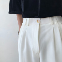 純白色cleanfit西褲垂墜感高級感痞帥褲子夏季薄款直筒休閒西裝褲