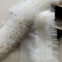 0,5 метров, розовая, белая, с оборками, кружевная ткань, 3D, детское Пышное Платье, кукольная одежда, Швейные кружевные аксессуары, 15 см