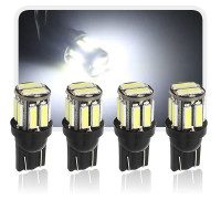 Автомобильные лампы W5W 10-7020 SMD, светодиодные лампы T10 4 шт., запасные лампы 194, 168 для панели инструментов белого и синего цвета, лампочки для габаритных огней