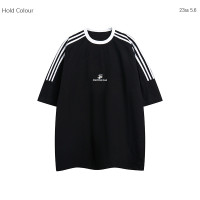 Hold Colour美式潮牌小字母刺繡三道槓短袖T恤男女ins潮流bfT恤