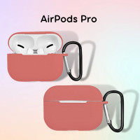 Силиконовый чехол с карабином для наушников Apple AirPods Pro Коралловый