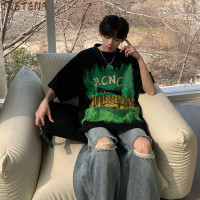 320g重磅T恤潮牌歐美高街純棉短袖oversize美式街頭西海岸七分袖