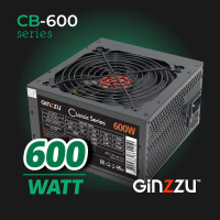 Блок питания Ginzzu 600W (CB600) ATX,12CM,20+4p,CPU(4+4),2*PCI-E(6+2),4*SATA,3*IDE, кабель питания