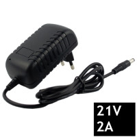 Зарядное устройство, 21 В, 2 А, для батарей 18650, 18 В, литиевых, штекер 5,5 х 2,1 мм, пост. ток, в комплекте с ответной частью