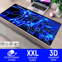 Большой игровой коврик для компьютерной мышки и клавиатуры с 3D принтом. Ковер для мыши, подходит для компьютера, ноутбука для дома и офиса. Геймерский мат для ПК на компьютерный стол с ярким рисунком