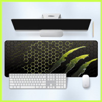 Игровой коврик для мыши, коврик для мыши WANTU, компьютерный, большой, антискользящий Соты с когтями черно-желтый 300х800 мм