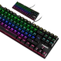 Клавиатура игровая FUSION механическая для ПК, проводная с динамичной RGB подсветкой, функция Anti-ghost: 25 клавиш / Компактная клавиатура, 87 клавиш, USB коннектор