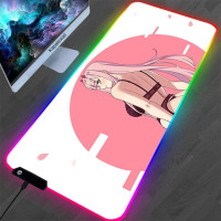 Коврик для мыши Zero Two RGB, черный неосветильник светлый подсветка, светодиодный светильник Рик для мыши, большой Настольный игровой коврик для ПК с подсветкой, игровой Настольный коврик