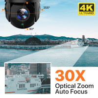 Уличная IP-камера видеонаблюдения, скоростная купольная IP-камера, 4K, 8 Мп, POE, 30-кратный оптический зум, HD, ночное видение 5 МП, 80 м